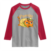 Funny Burrito Lover Gift Raglan Shirt Purrito Cat - Wonder Print Shop