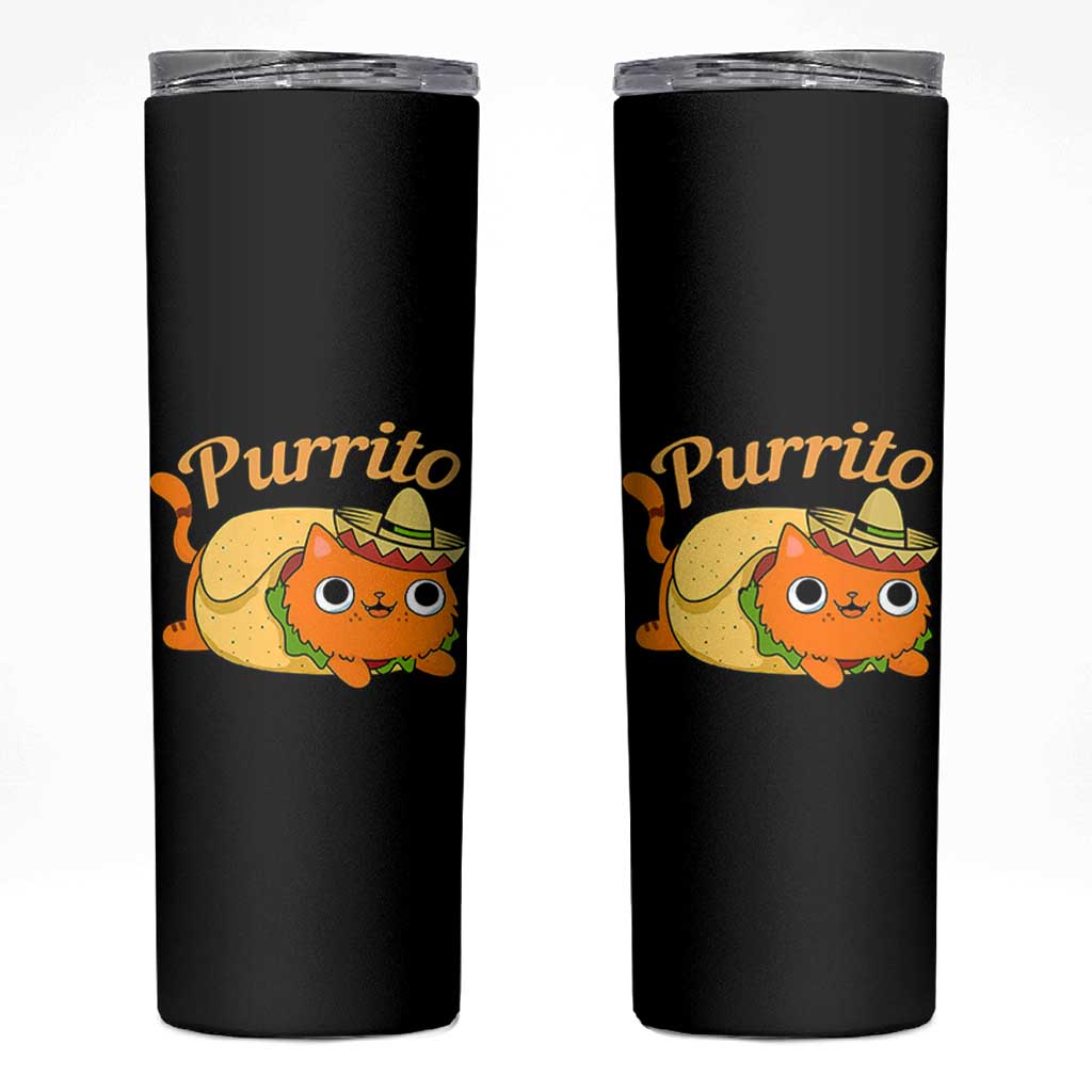 Funny Burrito Lover Gift Skinny Tumbler Purrito Cat