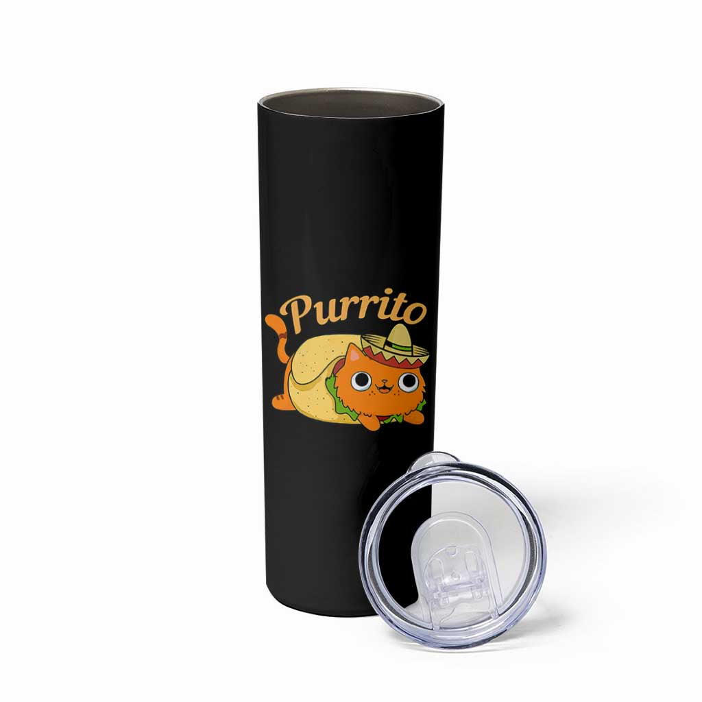 Funny Burrito Lover Gift Skinny Tumbler Purrito Cat