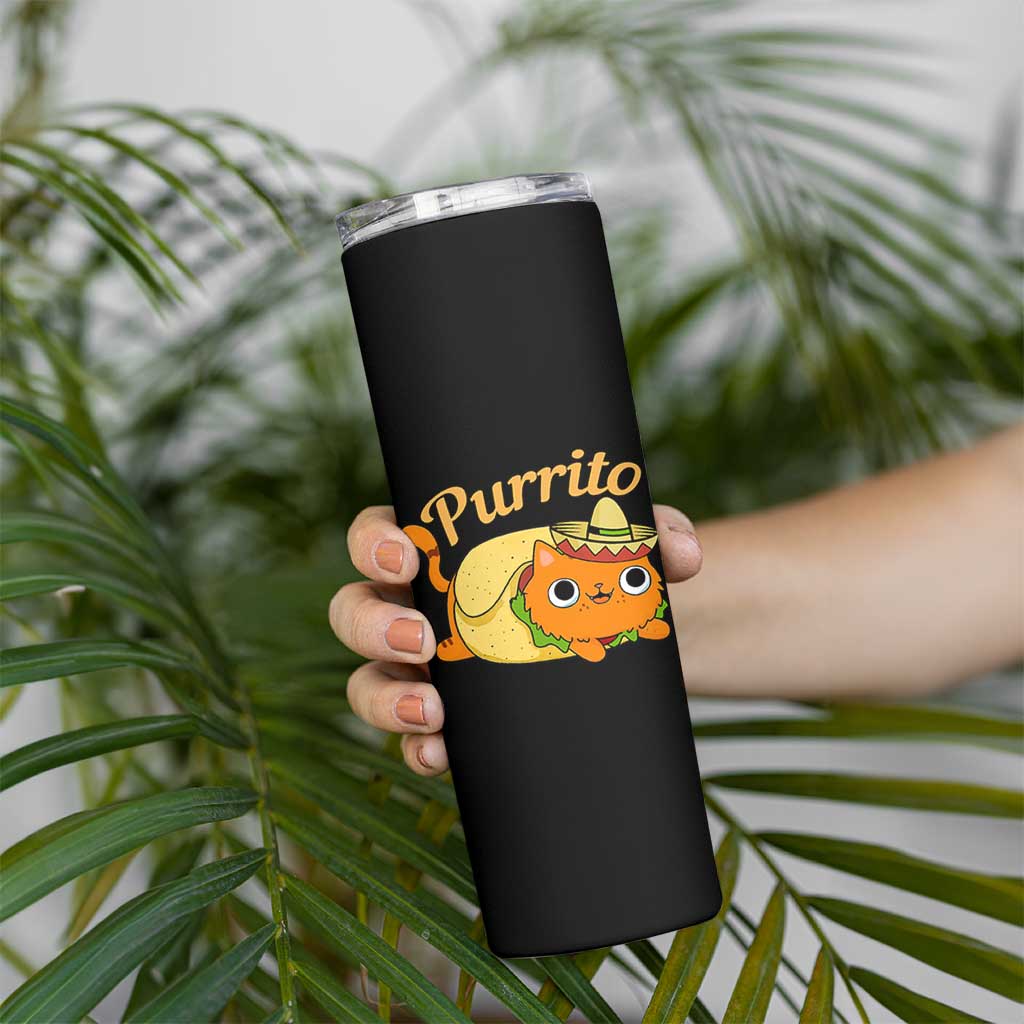 Funny Burrito Lover Gift Skinny Tumbler Purrito Cat
