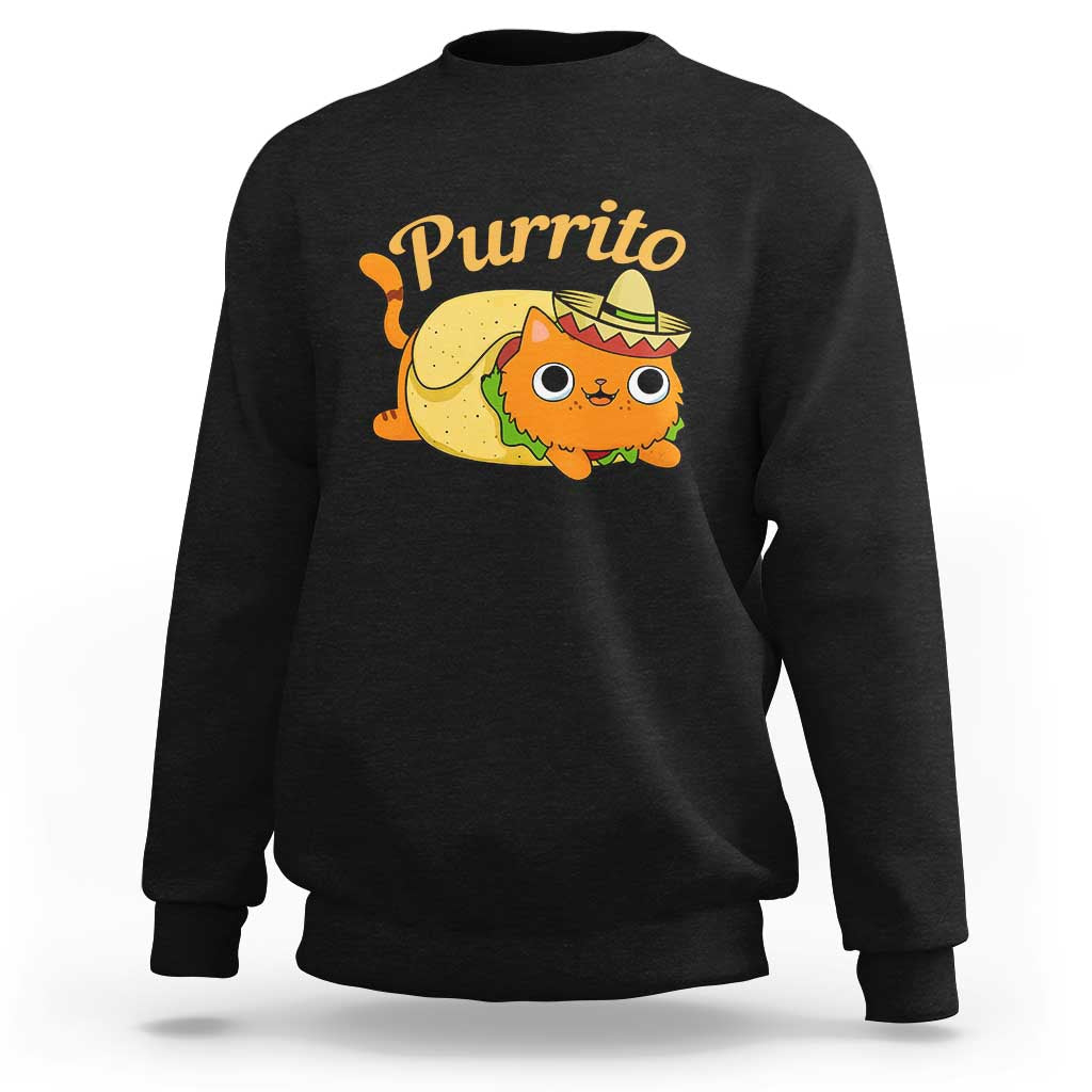 Funny Burrito Lover Gift Sweatshirt Purrito Cat - Wonder Print Shop