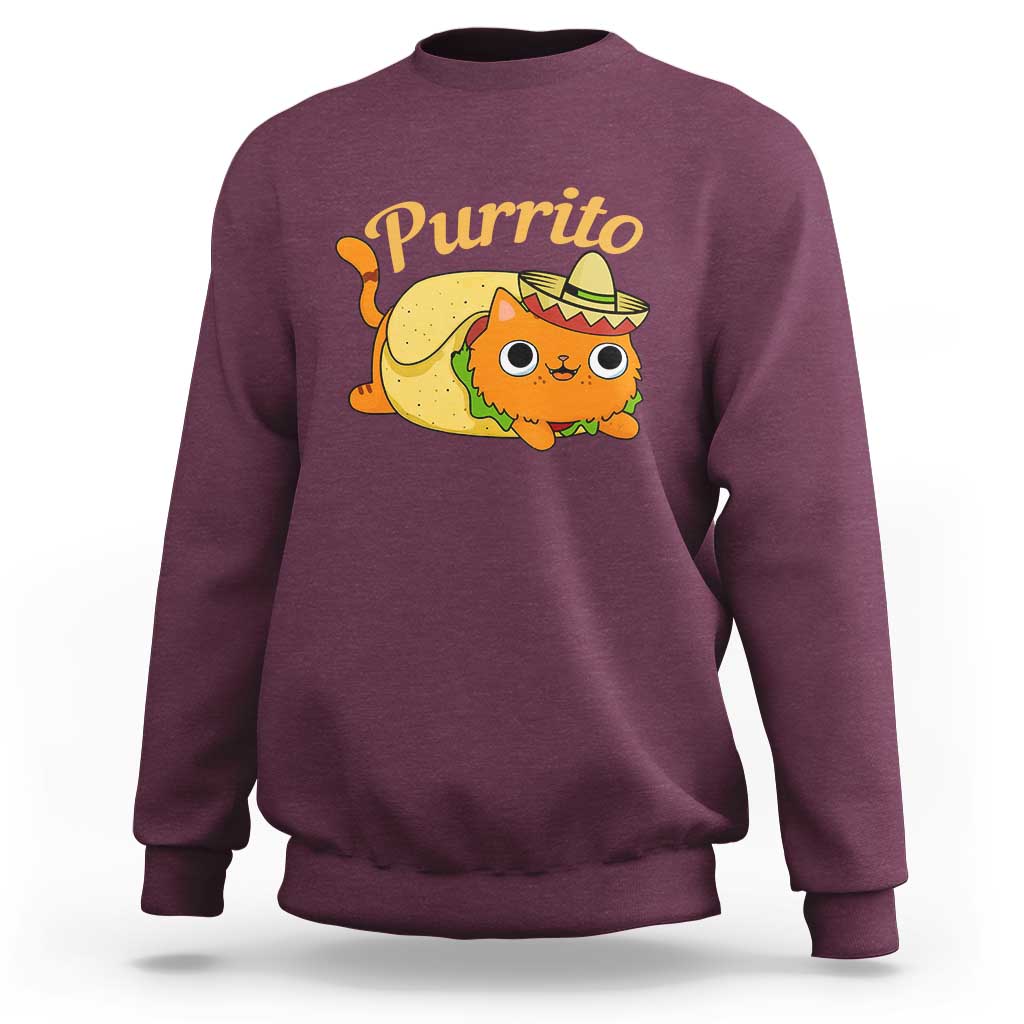 Funny Burrito Lover Gift Sweatshirt Purrito Cat - Wonder Print Shop