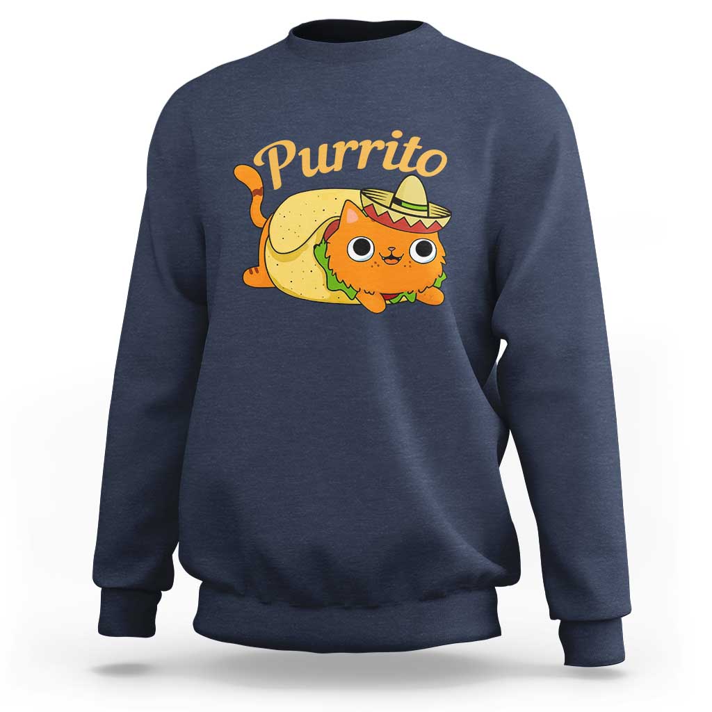 Funny Burrito Lover Gift Sweatshirt Purrito Cat - Wonder Print Shop