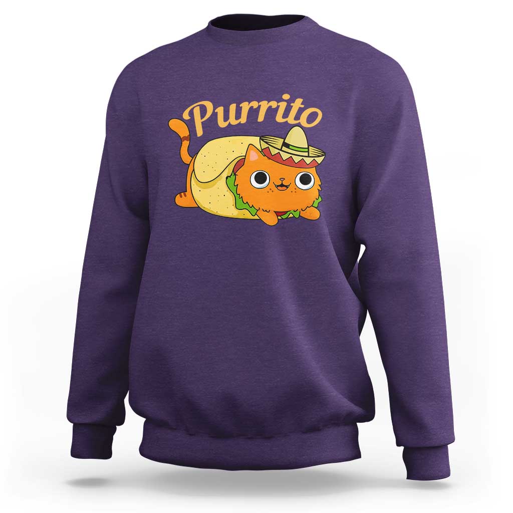 Funny Burrito Lover Gift Sweatshirt Purrito Cat - Wonder Print Shop