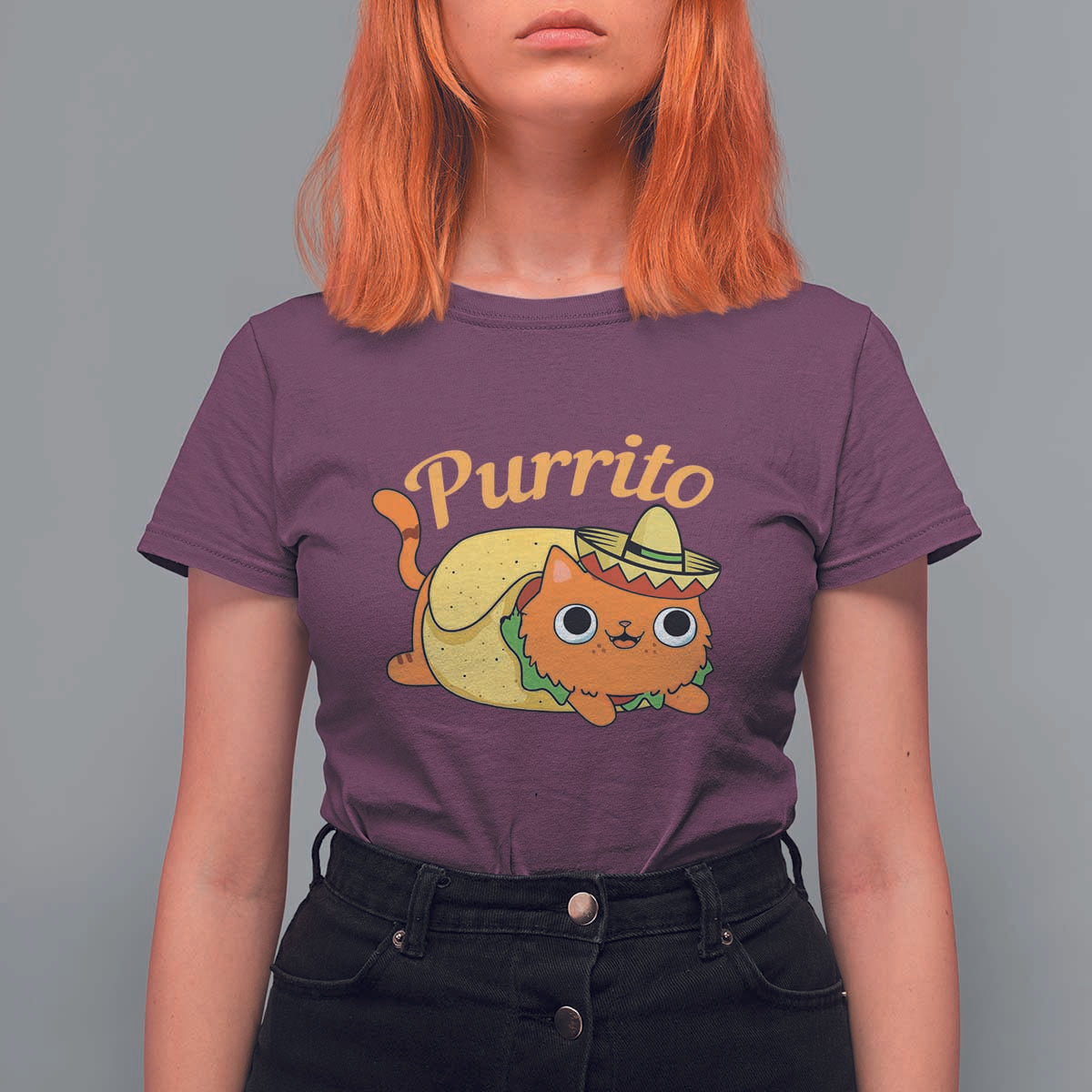 Funny Burrito Lover Gift T Shirt For Women Purrito Cat - Wonder Print Shop