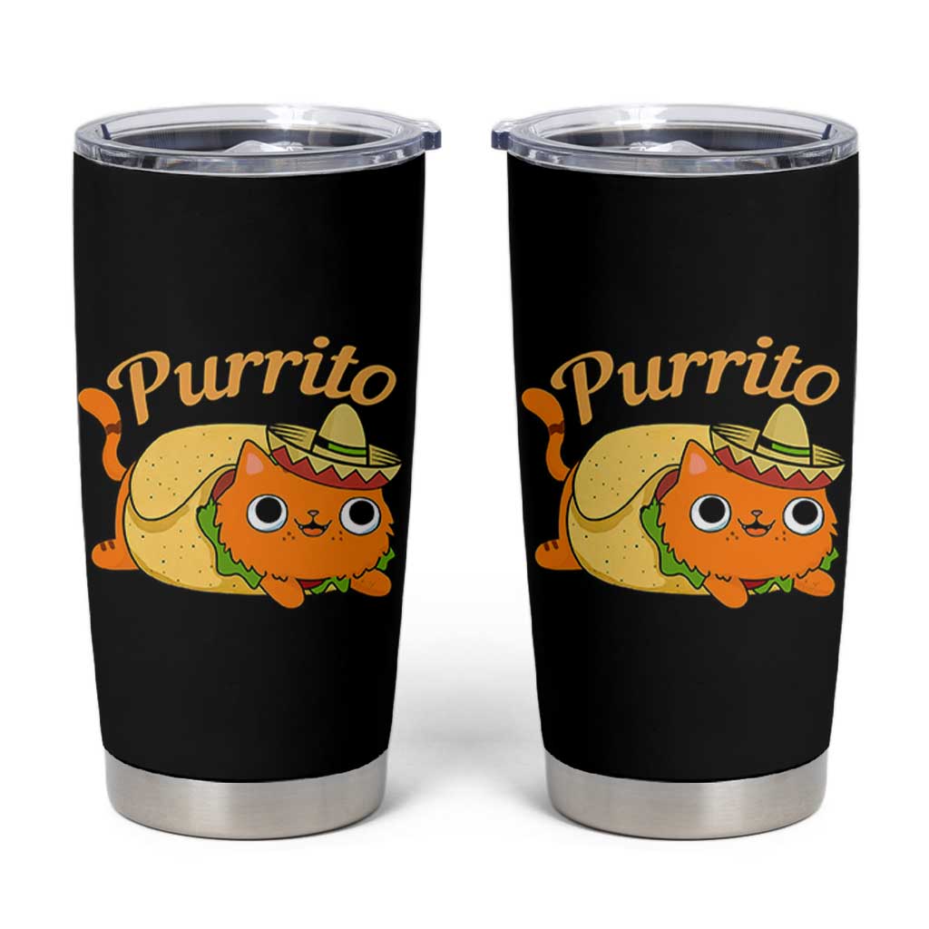 Funny Burrito Lover Gift Tumbler Cup Purrito Cat