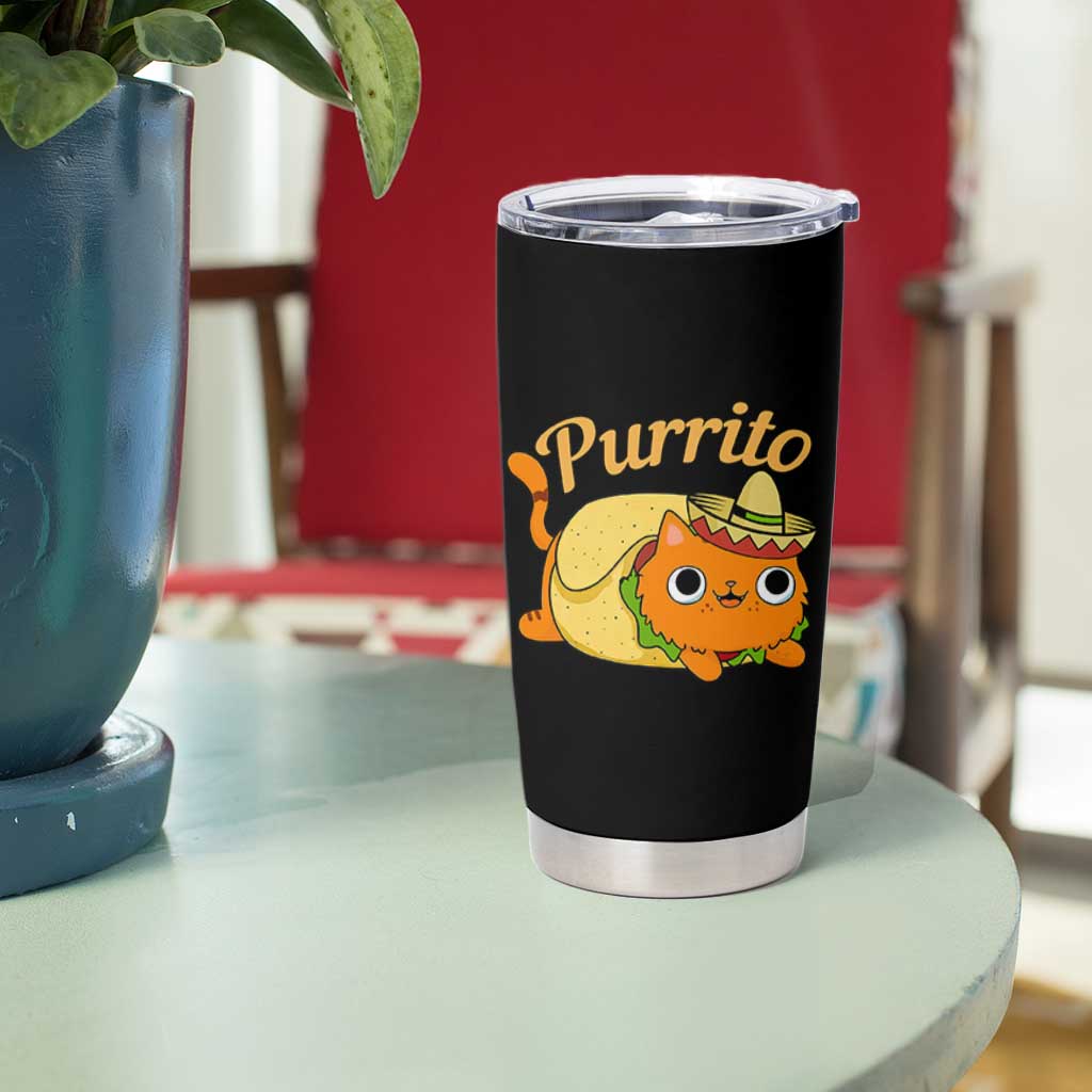 Funny Burrito Lover Gift Tumbler Cup Purrito Cat