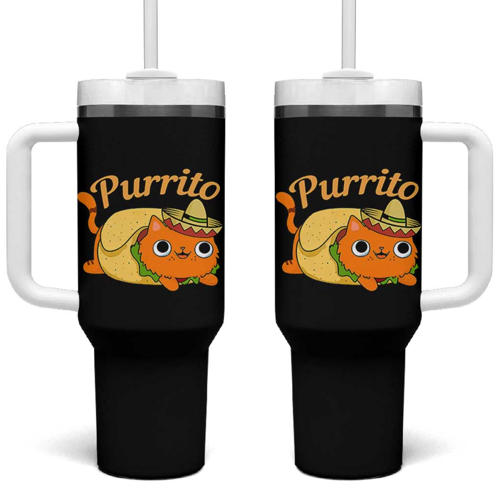 Funny Burrito Lover Gift Tumbler With Handle Purrito Cat