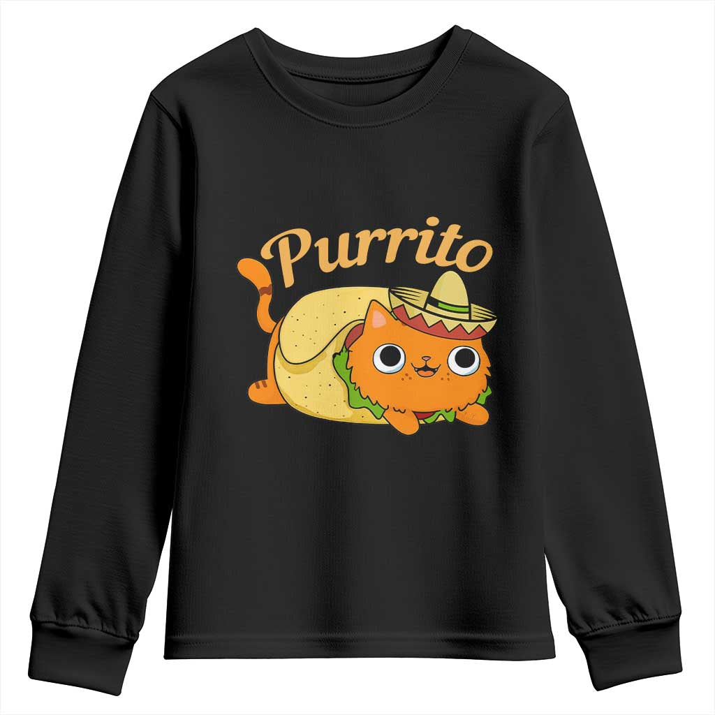 Funny Burrito Lover Gift Youth Sweatshirt Purrito Cat - Wonder Print Shop