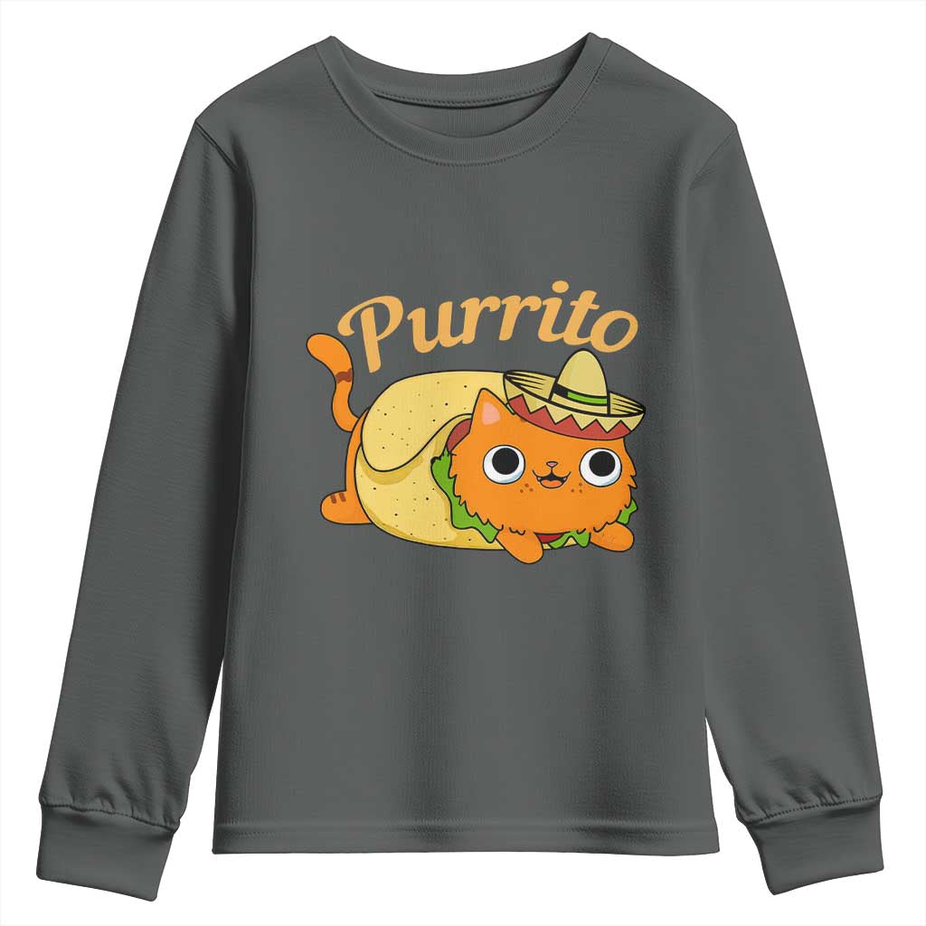 Funny Burrito Lover Gift Youth Sweatshirt Purrito Cat - Wonder Print Shop