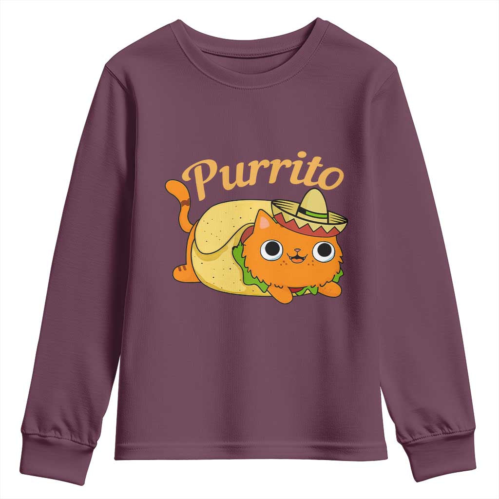 Funny Burrito Lover Gift Youth Sweatshirt Purrito Cat - Wonder Print Shop