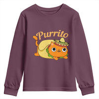 Funny Burrito Lover Gift Youth Sweatshirt Purrito Cat - Wonder Print Shop
