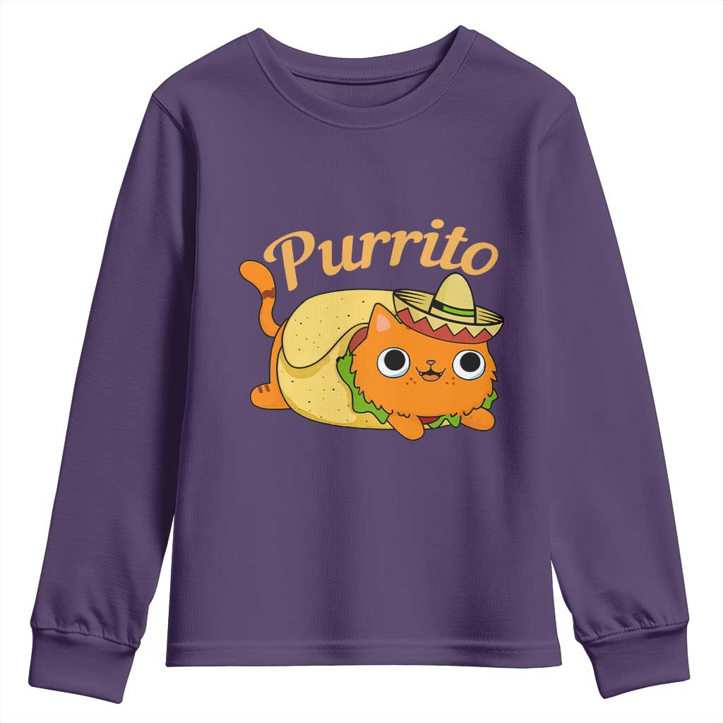 Funny Burrito Lover Gift Youth Sweatshirt Purrito Cat - Wonder Print Shop