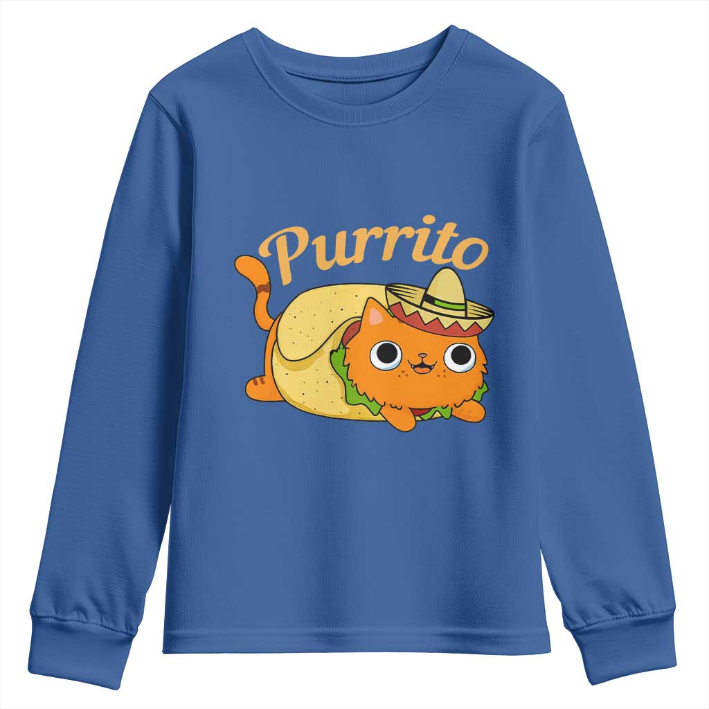 Funny Burrito Lover Gift Youth Sweatshirt Purrito Cat - Wonder Print Shop