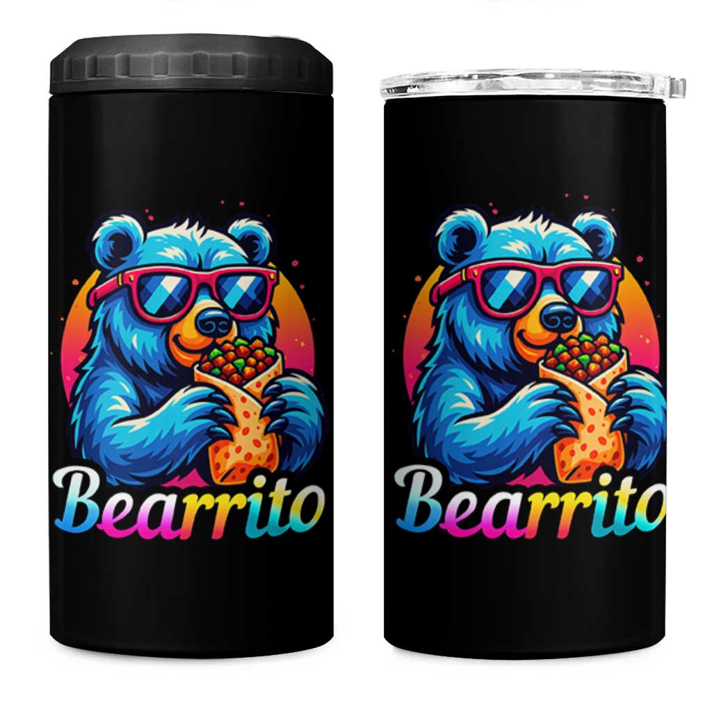 Mexican Food Lover Gift 4 in 1 Can Cooler Tumbler Funny Bearrito