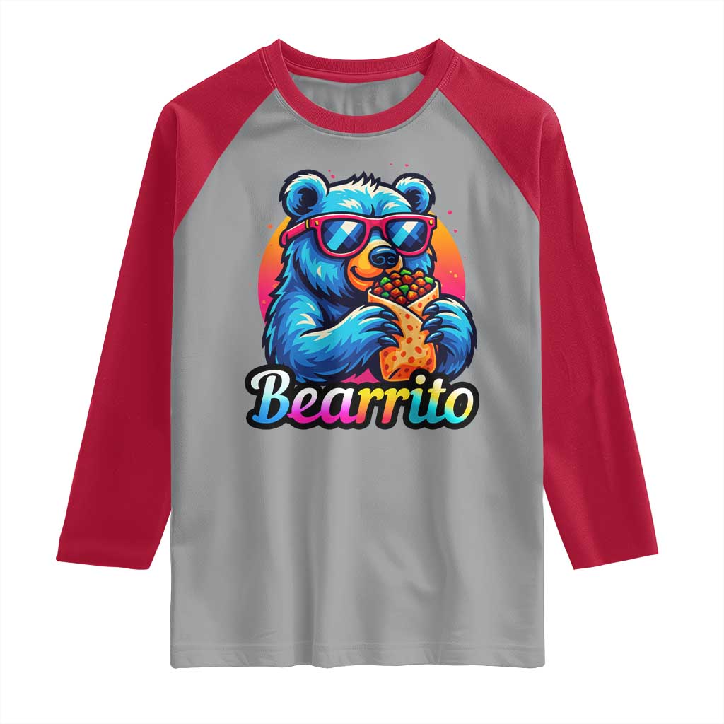 Mexican Food Lover Gift Raglan Shirt Funny Bearrito - Wonder Print Shop