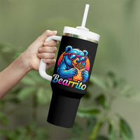 Mexican Food Lover Gift Tumbler With Handle Funny Bearrito