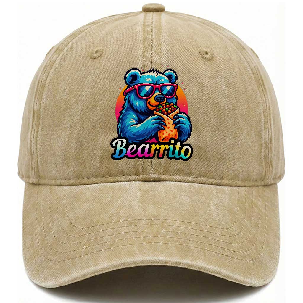 Mexican Food Lover Gift Washed Cotton Baseball Cap Funny Bearrito