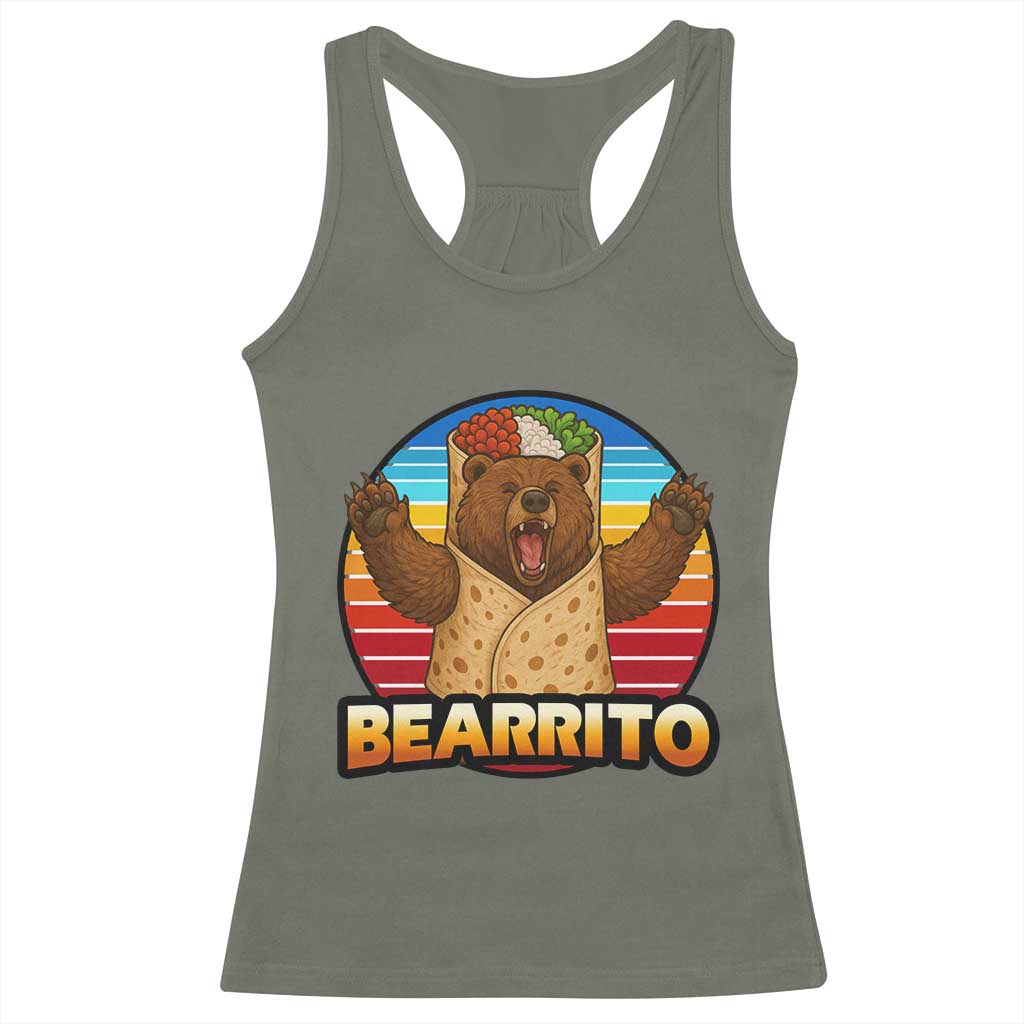 Burrito Lover Gift Racerback Tank Top Funny Bearrito - Wonder Print Shop