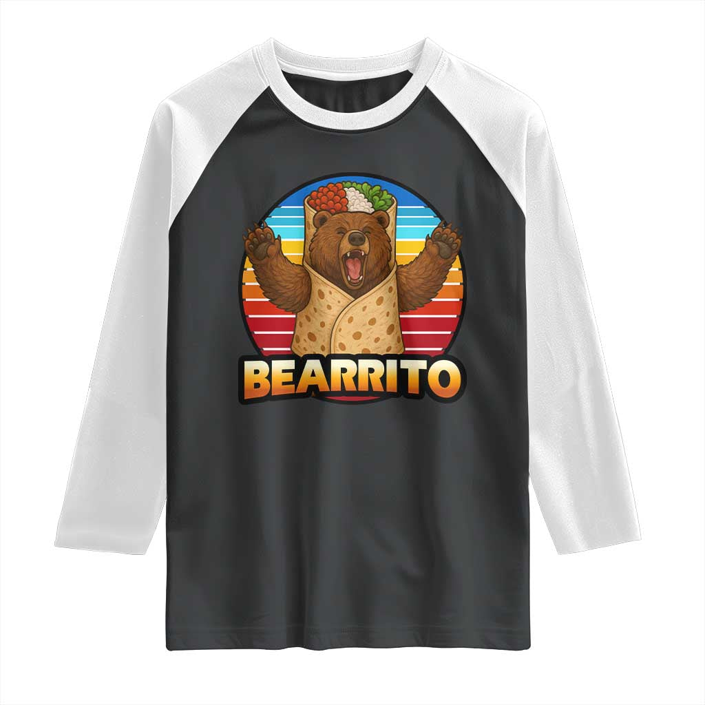 Burrito Lover Gift Raglan Shirt Funny Bearrito - Wonder Print Shop