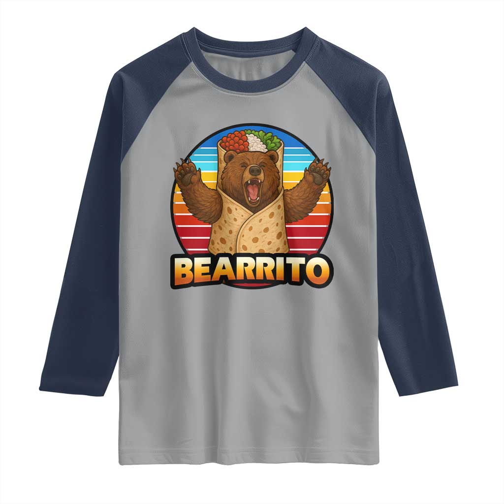 Burrito Lover Gift Raglan Shirt Funny Bearrito - Wonder Print Shop