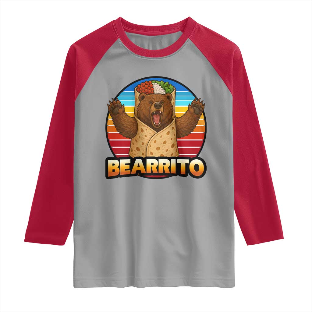 Burrito Lover Gift Raglan Shirt Funny Bearrito - Wonder Print Shop