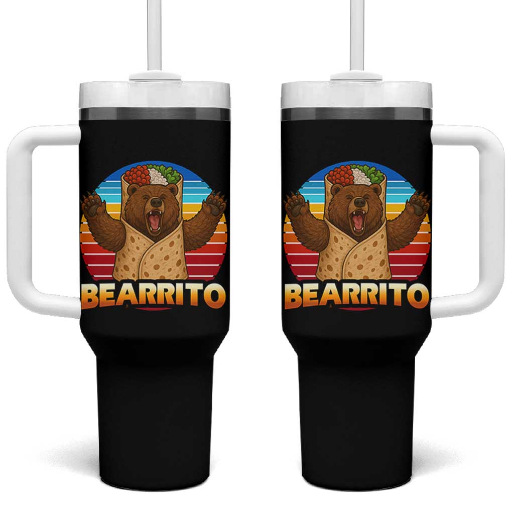 Burrito Lover Gift Tumbler With Handle Funny Bearrito