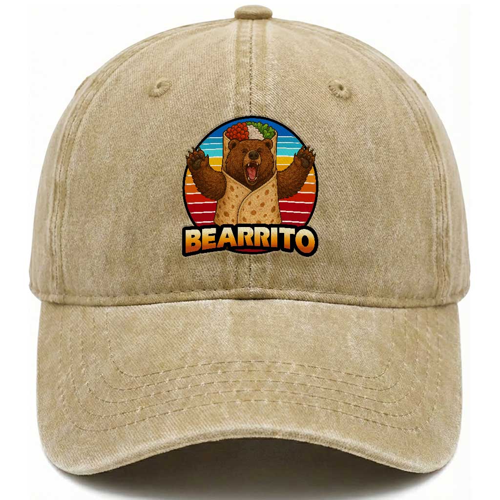 Burrito Lover Gift Washed Cotton Baseball Cap Funny Bearrito