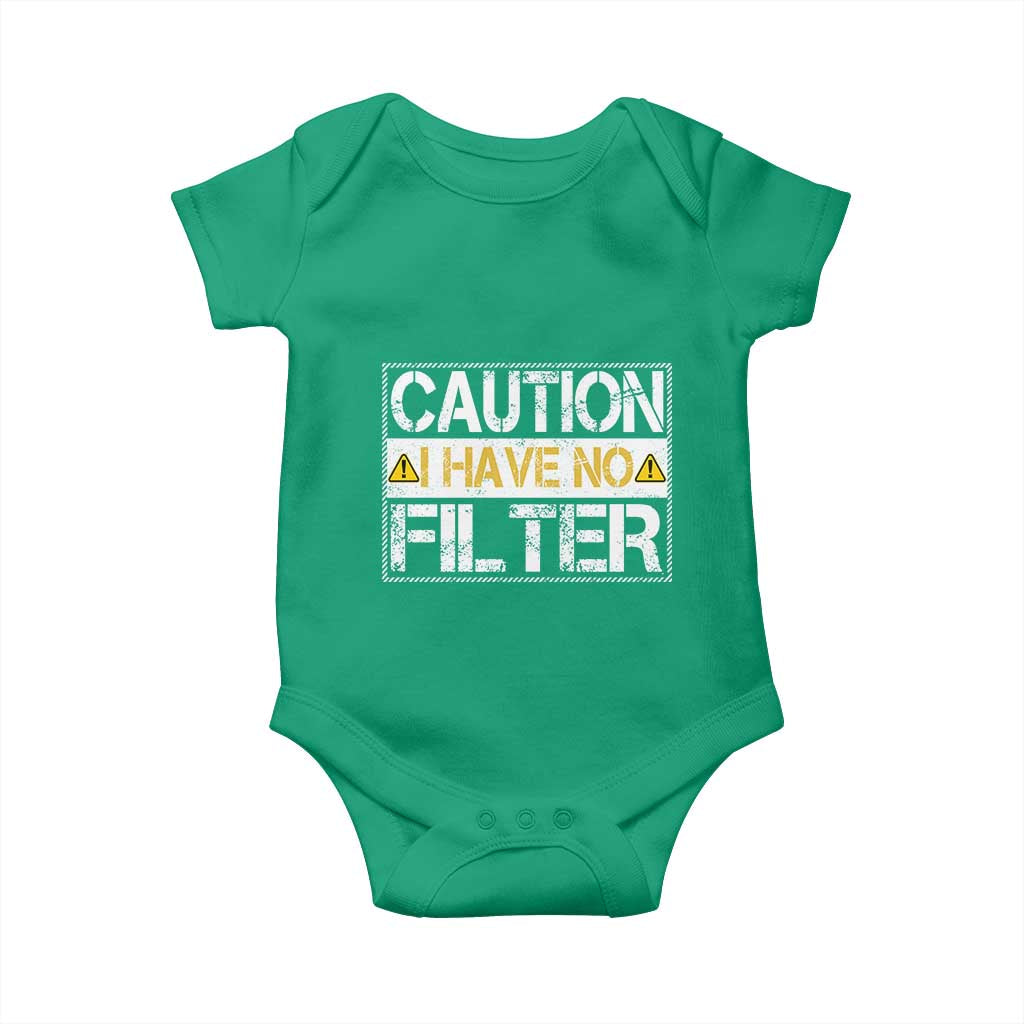 Funny Sarcastic Baby Onesie Caution I Have No Filter - Wonder Print Shop