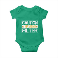 Funny Sarcastic Baby Onesie Caution I Have No Filter - Wonder Print Shop