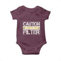 Funny Sarcastic Baby Onesie Caution I Have No Filter - Wonder Print Shop