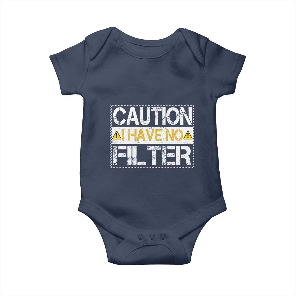 Funny Sarcastic Baby Onesie Caution I Have No Filter - Wonder Print Shop