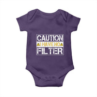 Funny Sarcastic Baby Onesie Caution I Have No Filter - Wonder Print Shop