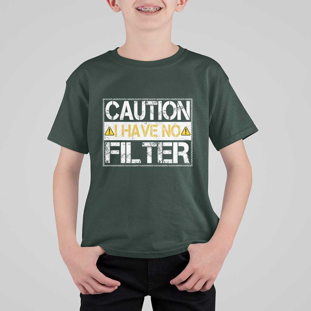 Funny Sarcastic T Shirt For Kid Caution I Have No Filter - Wonder Print Shop