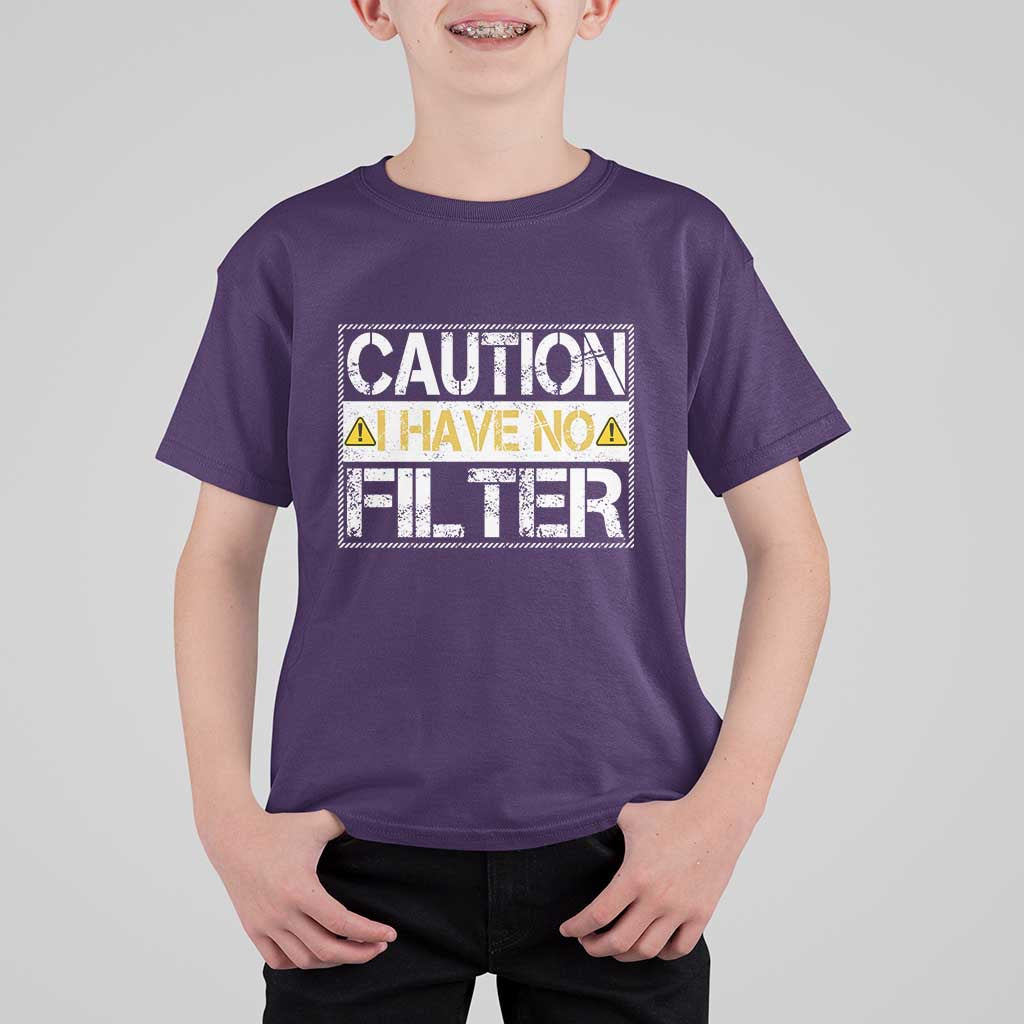 Funny Sarcastic T Shirt For Kid Caution I Have No Filter - Wonder Print Shop
