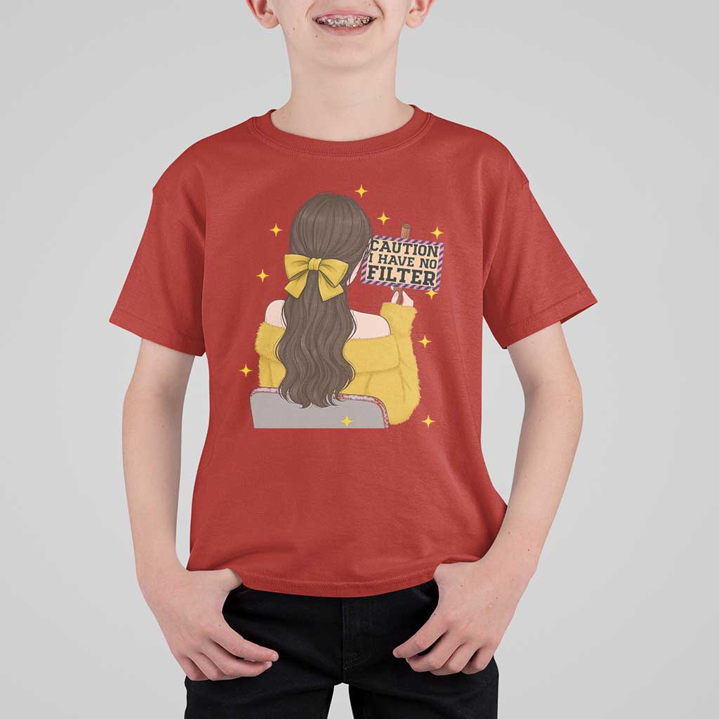 Caution I Have No Filter T Shirt For Kid Funny Sarcasm Gift - Wonder Print Shop