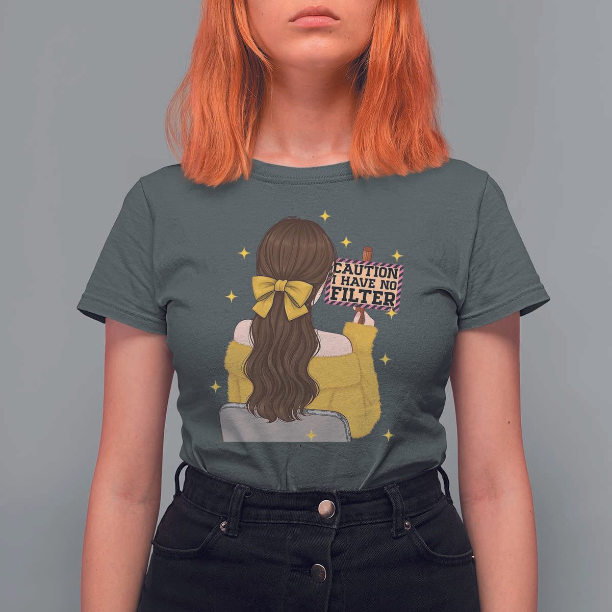 Caution I Have No Filter T Shirt For Women Funny Sarcasm Gift - Wonder Print Shop