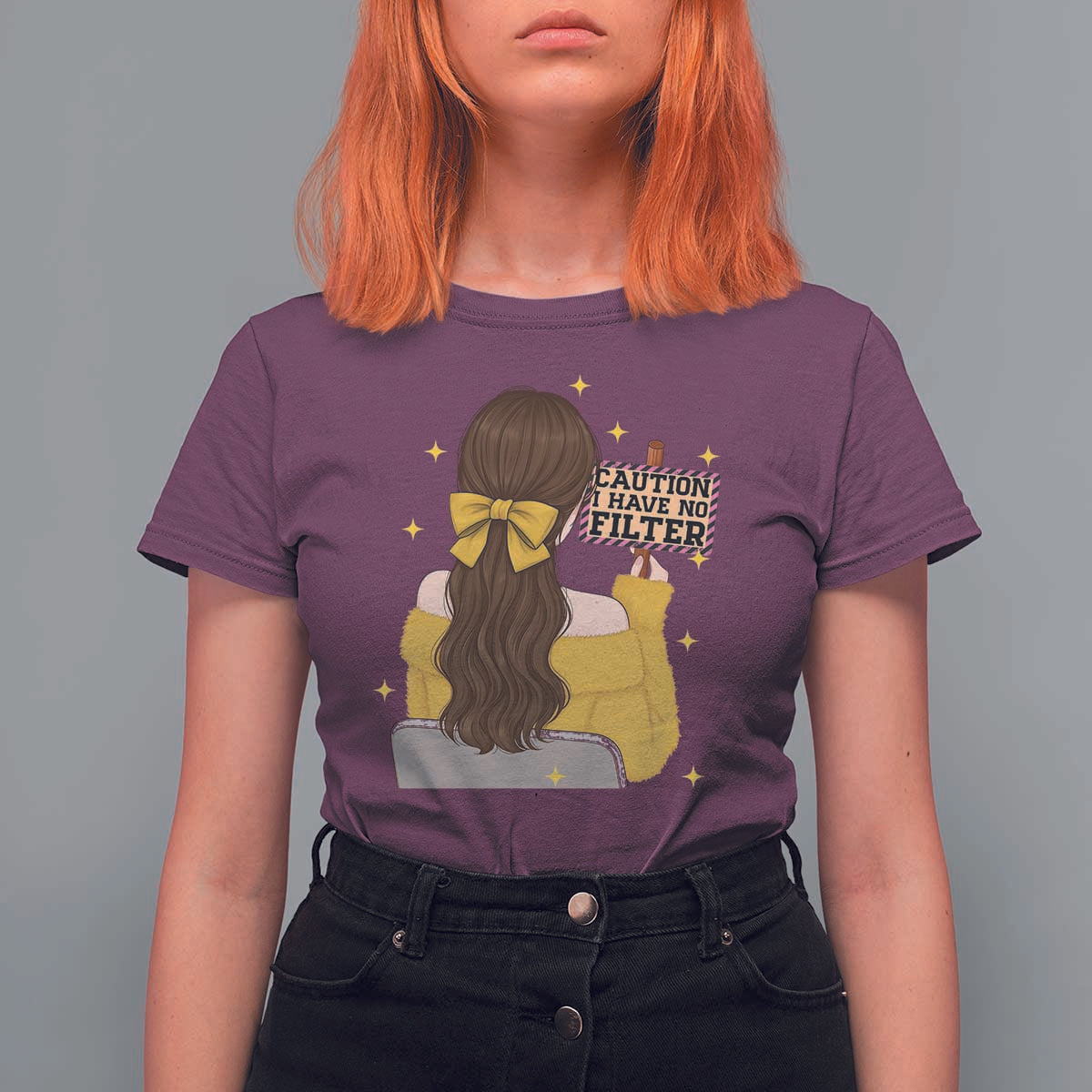 Caution I Have No Filter T Shirt For Women Funny Sarcasm Gift - Wonder Print Shop