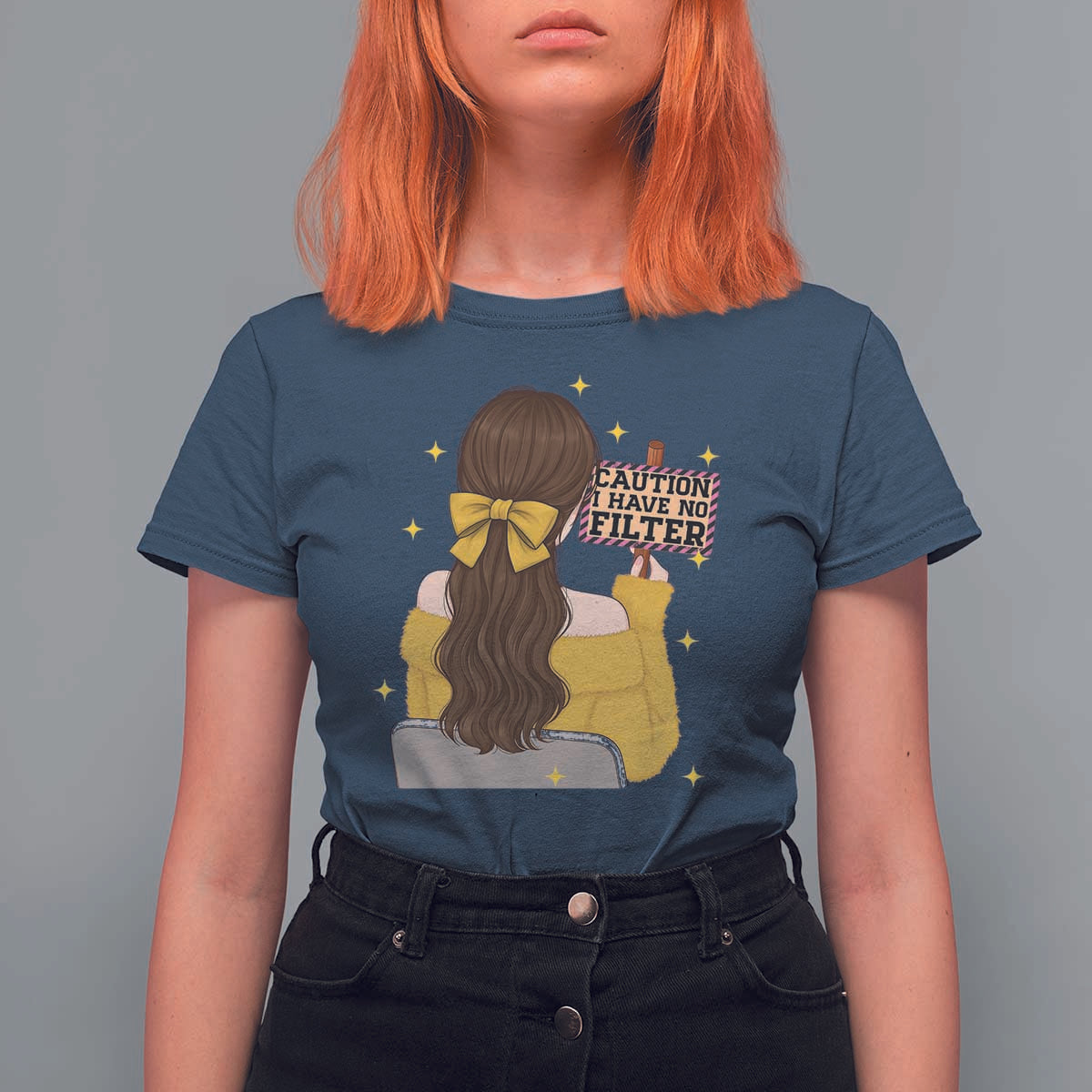 Caution I Have No Filter T Shirt For Women Funny Sarcasm Gift - Wonder Print Shop