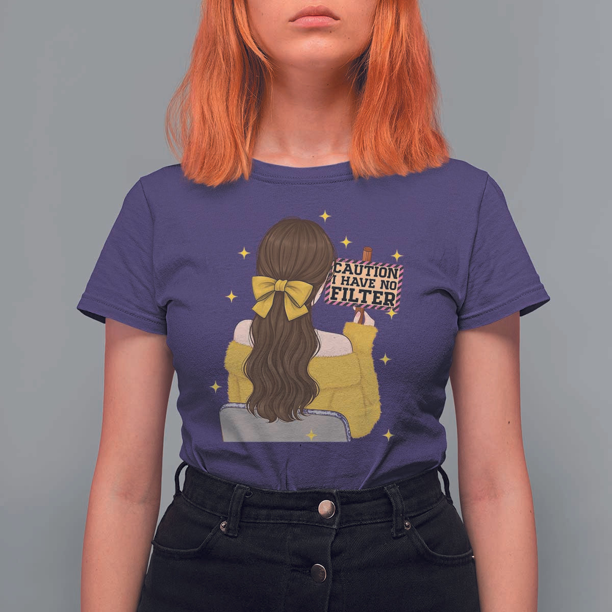 Caution I Have No Filter T Shirt For Women Funny Sarcasm Gift - Wonder Print Shop