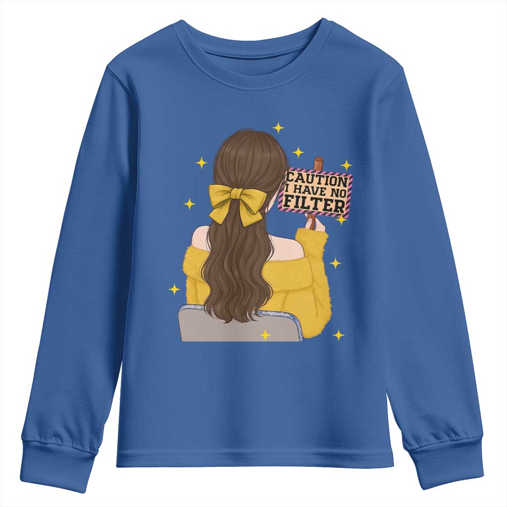 Caution I Have No Filter Youth Sweatshirt Funny Sarcasm Gift - Wonder Print Shop