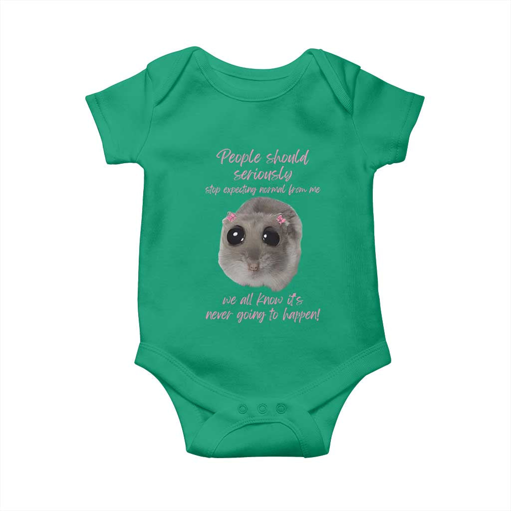 Funny Hamster Meme Baby Onesie People Should Stop Expecting Normal Humor Gift - Wonder Print Shop
