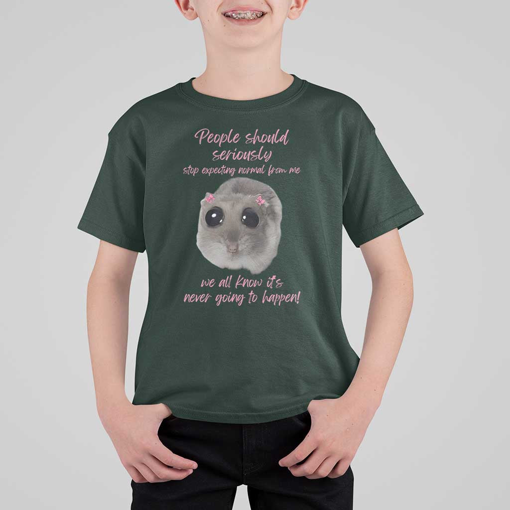 Funny Hamster Meme T Shirt For Kid People Should Stop Expecting Normal Humor Gift - Wonder Print Shop
