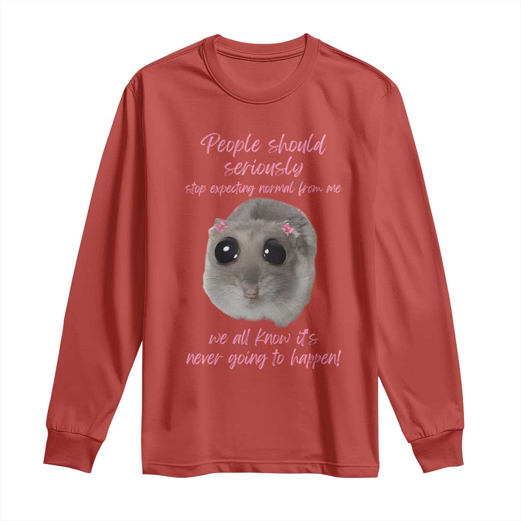 Funny Hamster Meme Long Sleeve Shirt People Should Stop Expecting Normal Humor Gift - Wonder Print Shop