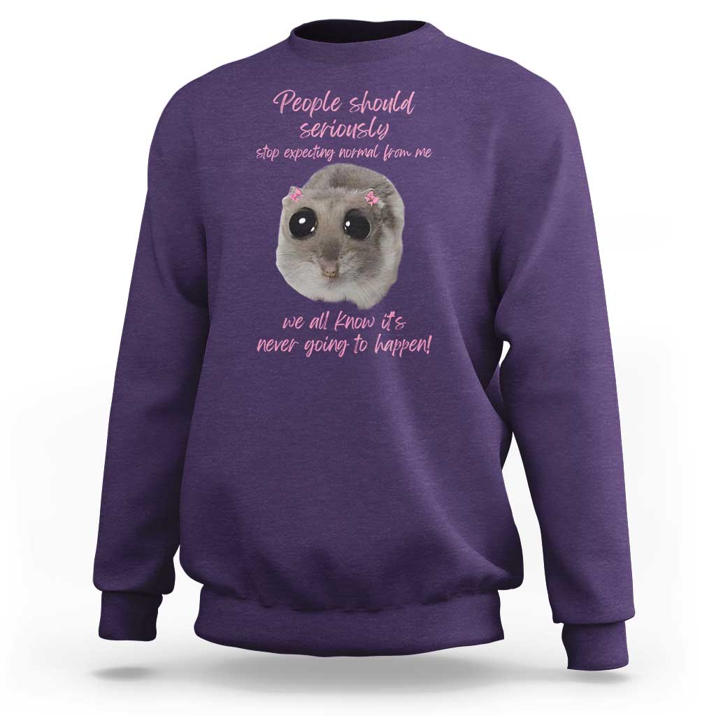 Funny Hamster Meme Sweatshirt People Should Stop Expecting Normal Humor Gift - Wonder Print Shop