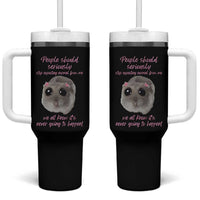 Funny Hamster Meme Tumbler With Handle People Should Stop Expecting Normal Humor Gift