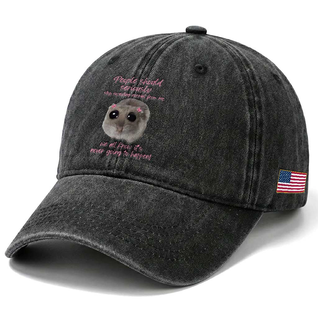 Funny Hamster Meme Washed Cotton Baseball Cap People Should Stop Expecting Normal Humor Gift
