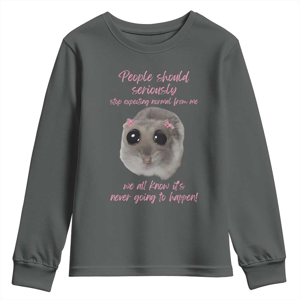 Funny Hamster Meme Youth Sweatshirt People Should Stop Expecting Normal Humor Gift - Wonder Print Shop