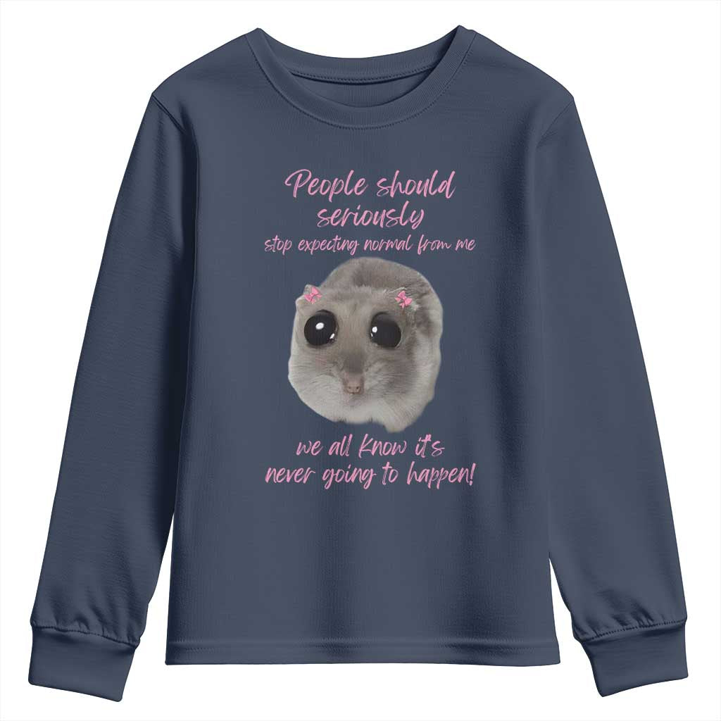 Funny Hamster Meme Youth Sweatshirt People Should Stop Expecting Normal Humor Gift - Wonder Print Shop