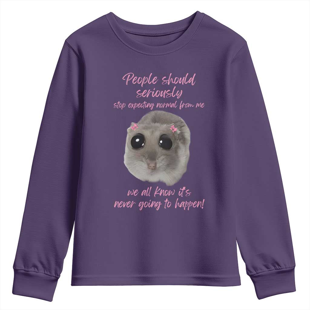 Funny Hamster Meme Youth Sweatshirt People Should Stop Expecting Normal Humor Gift - Wonder Print Shop